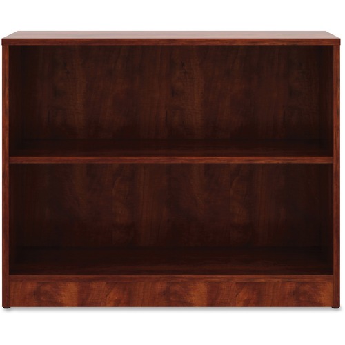 Lorell Cherry Laminate Bookcase - 29.5" Height x 36" Width x 12" Depth - Sturdy, Adjustable Feet, Adjustable Shelf - Cherry - Laminate - 1 Each - Book Racks - LLR99779