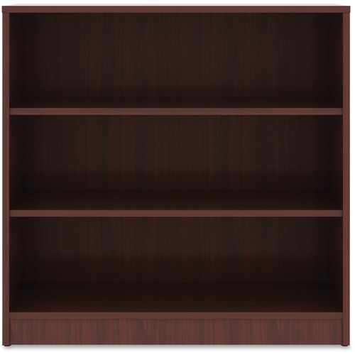 Lorell Laminate Bookcase - 3 Shelf(ves) - 36" Height x 36" Width x 12" Depth - Sturdy, Adjustable Feet, Adjustable Shelf - Thermofused Laminate (TFL) - Mahogany - Laminate - 1 Each
