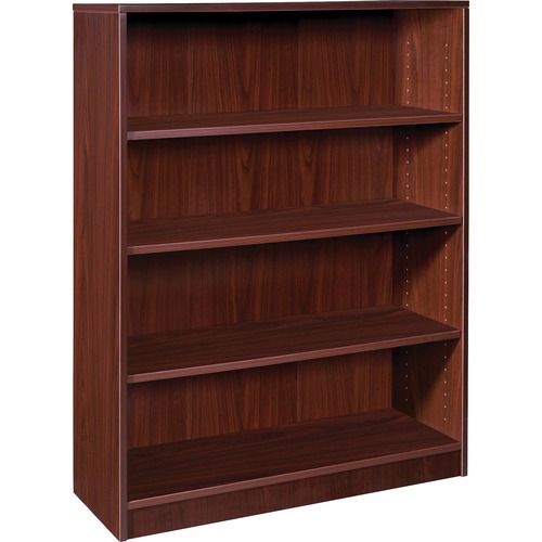 Lorell Laminate Bookcase - 4 Shelf(ves) - 48" Height x 36" Width x 12" Depth - Sturdy, Adjustable Feet - Mahogany - Laminate - 1 Each