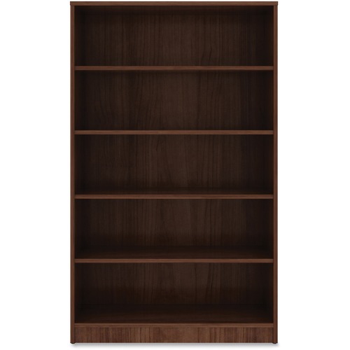 Lorell Laminate Bookcase - 0.8" Shelf, 36" x 12"60" - 5 Shelve(s) - 4 Adjustable Shelf(ves) - Square Edge - Material: Thermofused Laminate (TFL) - Finish: Walnut