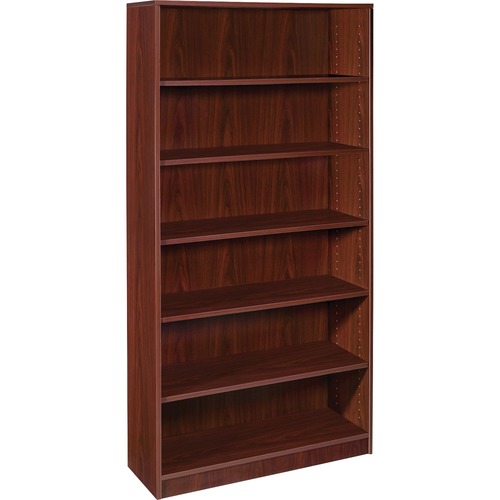 Lorell Mahogany Laminate Bookcase - 72" Height x 36" Width x 12" Depth - Sturdy, Adjustable Feet, Adjustable Shelf - Mahogany - Laminate - 1 Each - Book Racks - LLR99790