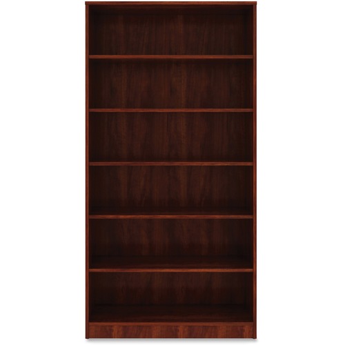 Lorell Laminate Bookcase - 6 Shelf(ves) - 73" Height x 36" Width x 12" Depth - Sturdy, Adjustable Feet, Adjustable Shelf - Thermofused Laminate (TFL) - Cherry - Laminate - 1 Each