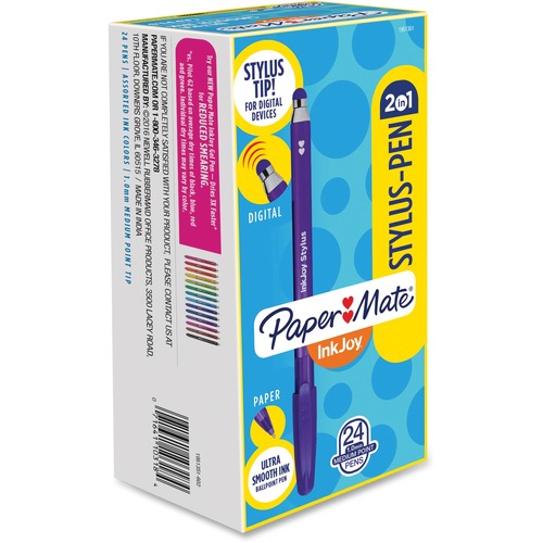 Paper Mate 2-in-1 InkJoy Stylus Pen - 24 Pack - Capacitive Touchscreen Type Supported - Passive - Smartphone, Tablet Device Supported