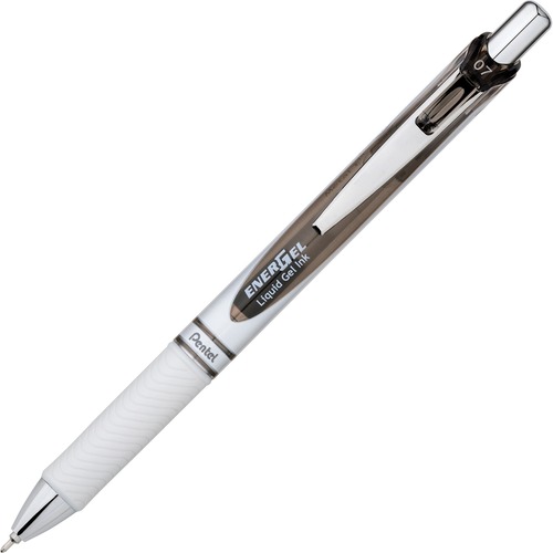 EnerGel EnerGel Pearl Retractable Liquid Gel Pen - 0.7 mm Pen Point Size - Needle Pen Point Style - Refillable - Retractable - Black Gel-based Ink - Pearl White Barrel - 1 Each