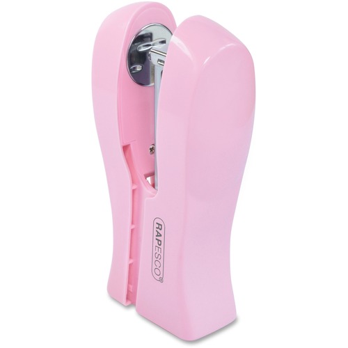 Rapesco Stand Up Space-Saving Stapler - 20 Sheets Capacity - 24/6mm (1/4"), 26/6mm (1/4") Staple Size - Pink