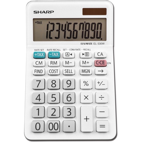 Sharp Calculators EL-330WB 10-Digit Professional Desktop Calculator - 4-Key Memory, Sign Change, Backspace Key, Auto Power Off, Double Zero - 10 Digits - LCD - 1.1" x 3.8" x 5.9" - White - Desktop - 1 Each