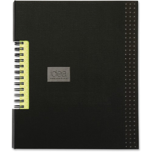 TOPS Idea Collective Wirebound Notebook - Twin Wirebound - Ruled - 6" x 8" - Black Cover - Hard Cover, Expandable Pocket - 1 Each