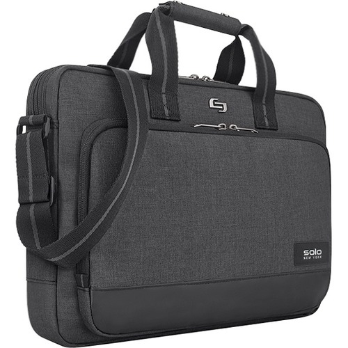 Solo Astor Carrying Case (Briefcase) for 15.6" iPad Notebook - Gray, Black - Damage Resistant Interior, Scuff Resistant Interior, Scratch Resistant Interior - Polyester Body - Handle, Shoulder Strap - 12" Height x 15.5" Width x 2" Depth - 1 Each