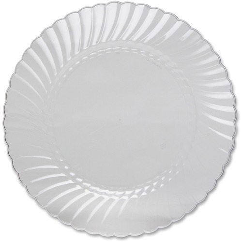 Classicware 10-1/4" Heavyweight Plates - Picnic, Party - Disposable - 10.3" Diameter - Clear - Plastic Body - 12 / Pack