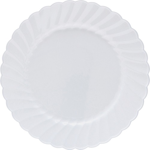 Classicware 9" Round Dinner Plates - Disposable - 9" Diameter - White - Polystyrene, Plastic Body - 12/Pack - 15 / Carton