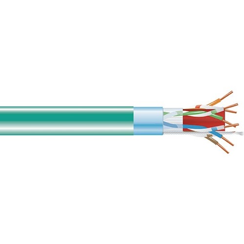 Black Box GigaTrue Cat.6a (F/UTP) Network Cable - 1000 ft Category 6a Network Cable for Network Device - First End: Bare Wire - Second End: Bare Wire - 10 Gbit/s - Shielding - CMP, LSZH, Plenum - 23 AWG - Green - TAA Compliant