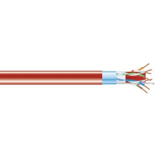 Black Box GigaTrue Cat.6a (F/UTP) Network Cable - 1000 ft Category 6a Network Cable for Network Device - First End: Bare Wire - Second End: Bare Wire - 10 Gbit/s - Shielding - CMR - 23 AWG - Red