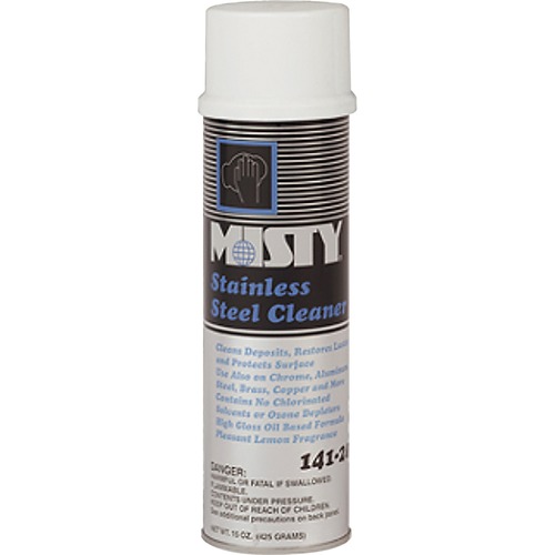 MISTY Stainless Steel Cleaner - Lemon Scent - Oil Based - Silver, Black - 1 Each