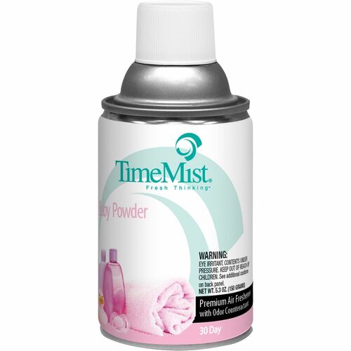 TimeMist Metered 30-Day Baby Powder Scent Refill - Spray - 6000 ft³ - 5.3 fl oz (0.2 quart) - Baby Powder - 30 Day - 1 Each - Long Lasting, Odor Neutralizer