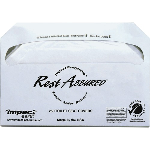 Impact Toilet Seat Covers - Half-fold - 250Pack - 20 / Carton - Paper - White