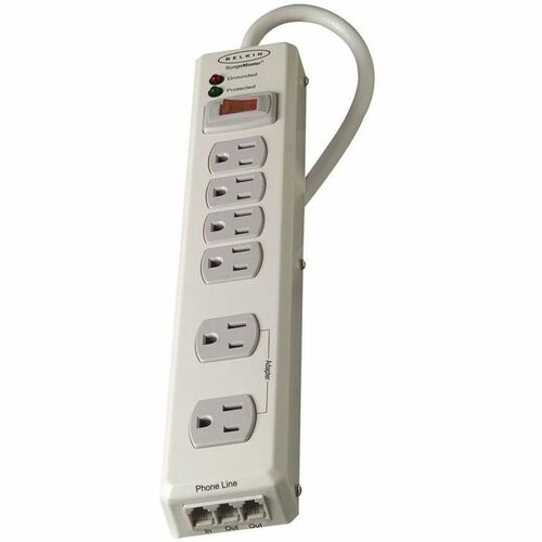 Belkin 6 Outlet Metal Surge Protector with 6ft Power Cord -1240 Joules - Beige - 6 x AC Power - 1045 J - 6 ft - External