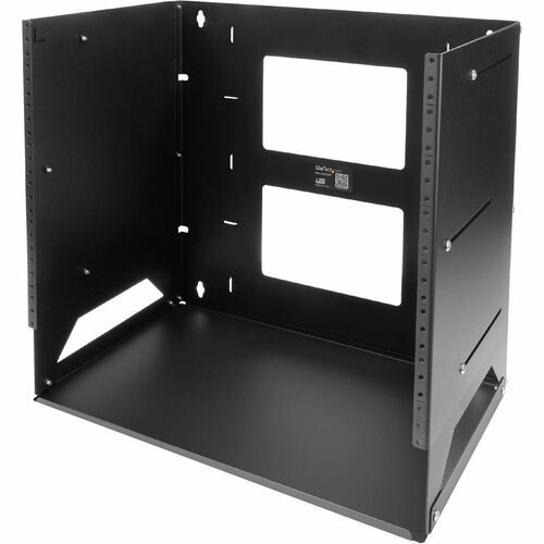 StarTech.com 2-Post 8U Open Frame Wall Mount Network Rack with Built-in Shelf and Adjustable Depth, Computer Rack for IT Equipment, TAA~ - 2-Post 8U wall-mount server rack; 12-18" (30-45cm) mounting depth - Network rack with tapped rails to mount IT equip