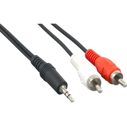 Axiom 6-inch 3.5mm Stereo to 2 x RCA Stereo Male Y-Cable - 6" Mini-phone/RCA Audio Cable for Audio Device - First End: 2 x RCA Stereo Audio - Male - Second End: 1 x Mini-phone Stereo Audio - Male - Black
