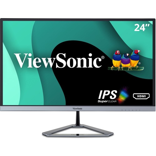ViewSonic VX2476-SMHD 24 Inch 1080p Widescreen IPS Monitor with Ultra-Thin Bezels, HDMI and DisplayPort - 24" Monitor - IPS Panel Technology - Full HD 1920 x 1080px Resolution - 16.7 Million Colors - 250 Nit - 4ms - 75Hz Refresh Rate - HDMI - VGA - Displa