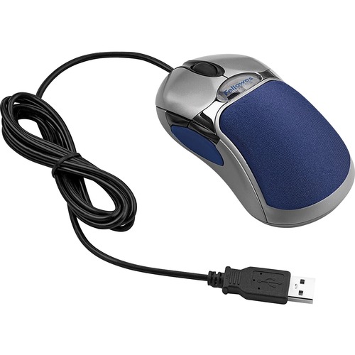 5-Button Optical Mouse with HD Precision - Optical - Cable - Silver, Blue - 1 - USB - Scroll Wheel - 5 Button(s) - 5 Programmable Button(s) - Symmetrical