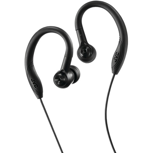 JVC Sweat Proof Sports Design - Stereo - Mini-phone (3.5mm) - Wired - Earbud, Over-the-ear - Binaural - In-ear - 3.94 ft Cable - Black