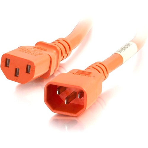 C2G 10ft 18AWG Power Cord (IEC320C14 to IEC320C13) - Orange - 250 V AC / 10 A - Orange - 10 ft Cord Length - IEC 60320 C14 / IEC 60320 C13 - 1