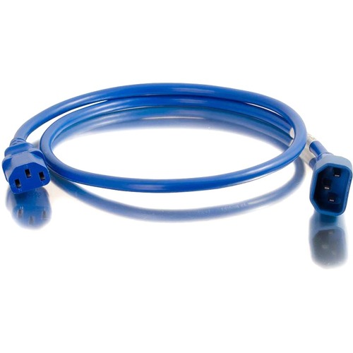 C2G 10ft 14AWG Power Cord (IEC320C14 to IEC320C13) - Blue - 250 V AC / 15 A - Blue - 10 ft Cord Length - IEC 60320 C14 / IEC 60320 C13 - 1