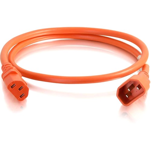 C2G 10ft 14AWG Power Cord (IEC320C14 to IEC320C13) - Orange - For PDU, Switch, Server - 250 V AC / 15 A - Orange - 10 ft Cord Length - IEC 60320 C14 / IEC 60320 C13 - 1