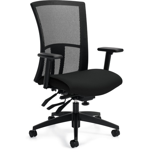 Global Mesh High Back Multi-Tilter (6321-3) - Licorice Seat - Black Polypropylene, Steel Back - High Back - 5-star Base - 1 Each - Task Chairs - GLB63213IM84