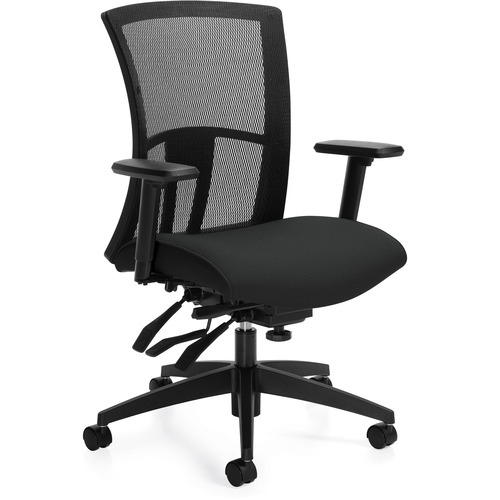 Global Mesh Medium Back Multi-Tilter (6322-3) - Licorice Seat - Black Polypropylene, Steel Back - High Back - 5-star Base - 1 Each - Task Chairs - GLB63223IM84