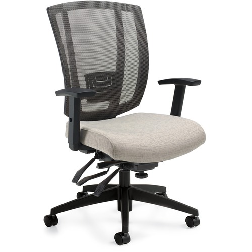 Offices To Go MVL3103 Avro - Mesh Back Multi-Tilter - White Sand Fabric Seat - Stone Back - Mid Back - 5-star Base - 1 Each - Medium Back - GLBMVL3103UR19