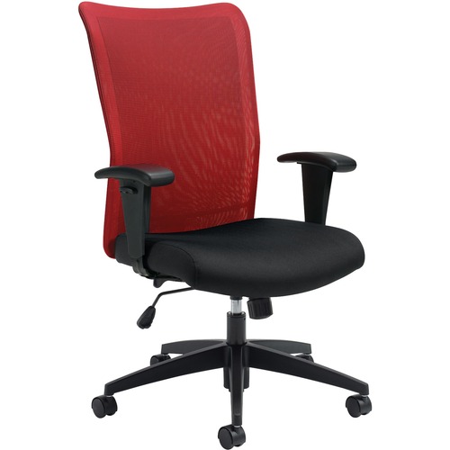 Offices To Go Mesh Back Synchro-Tilter - Dance Fabric Seat - Red Back - High Back - 5-star Base - 1 Each - High Back - GLBMVL3161FWA54BLK