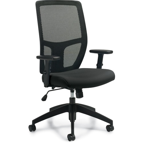 Offices To Go Mesh Back Synchro-Tilter - Echo Fabric Seat - Black Back - High Back - 5-star Base - 1 Each