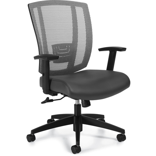 Offices To Go MVL3104 Avro - Mesh Back Tilter - Charcoal Luxhide Seat - Mid Back - 5-star Base - 1 Each
