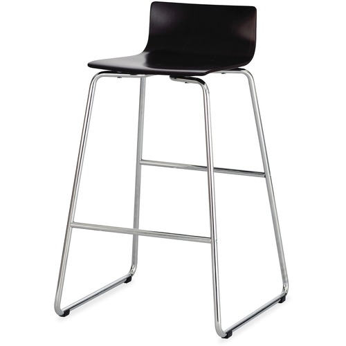 Safco Bosk Stool - Espresso Beech Plywood Seat - Chrome Plated Steel, Epoxy Frame - Mid Back - 1 Each