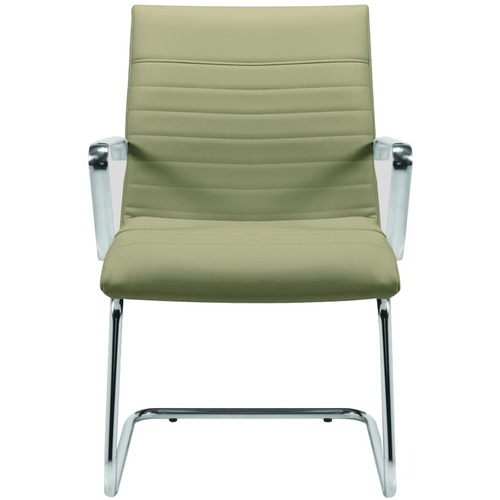 Offices To Go Medium Back Ultra Guest Chair with Arms - Hopfen Luxhide Seat - Hopfen Luxhide Back - Chrome Steel Frame - Mid Back - Cantilever Base - Yes - 1 Each