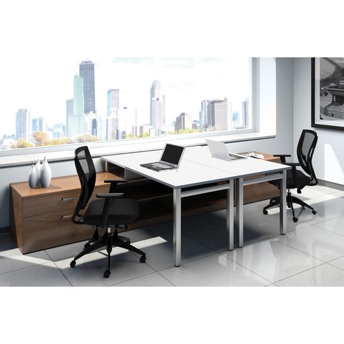 Offices To Go Ionic Workstation - 66" x 72" x 29" - Box Drawer(s), File Drawer(s) - 2 Shelve(s) - Finish: Winter Cherry, White