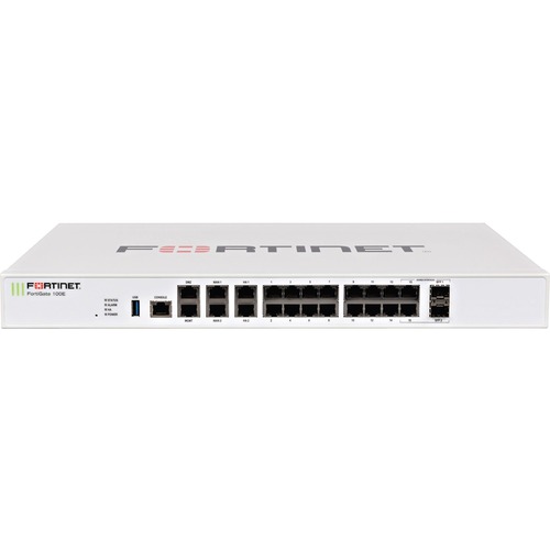 Fortinet FortiGate 100E Network Security/Firewall Appliance - 20 Port - 1000Base-X, 1000Base-T - Gigabit Ethernet - AES (256-bit), SHA-1 - 20 x RJ-45 - 2.0 Total Expansion Slots - 1U - Rack-mountable