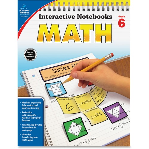 Carson Dellosa Education Grade 6 Math Interactive Notebook Interactive Printed Book - 96 Pages - Book - Grade 6