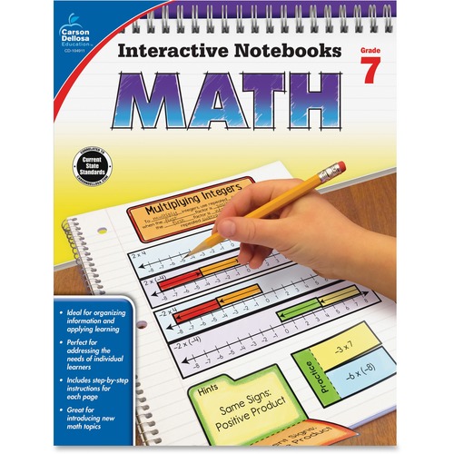Carson Dellosa Education Grade 7 Math Interactive Notebook Interactive Printed Book - 96 Pages - Book - Grade 7
