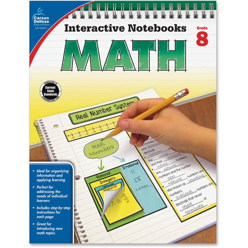 Carson Dellosa Education Grade 8 Math Interactive Notebook Interactive Printed Book - 96 Pages - Book - Grade 8