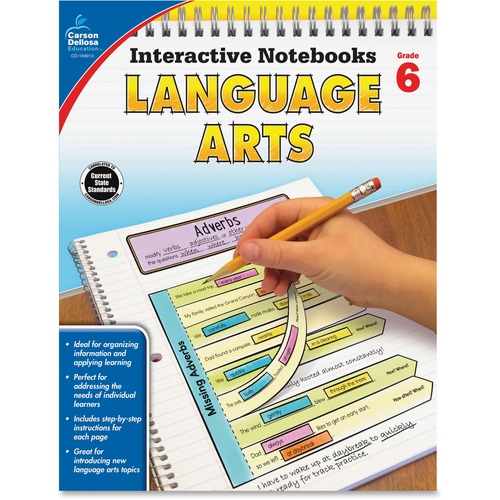 Carson Dellosa Education Grade 6 Language Arts Interactive Notebook Interactive Printed Book - 96 Pages - Book - Grade 6
