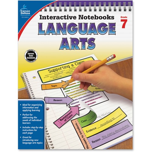Carson Dellosa Education Grade 7 Language Arts Interactive Notebook Interactive Printed Book - 96 Pages - Book - Grade 7