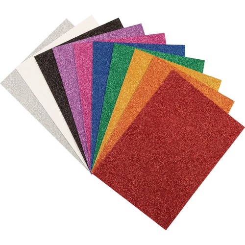 Creativity Street Wonderfoam Glitter Sheets - Art Project, Craft Project - 8.50" Height x 8.25" Width11.70" Length - 10 / Pack - White, Silver, Gold, Orange, Red, Pink, Green, Blue, Purple, Black - Foam