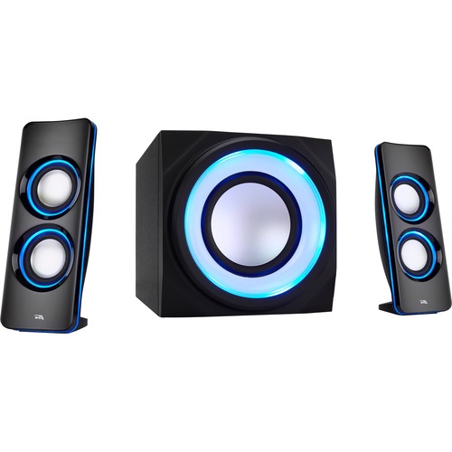 Cyber Acoustics Curve CA-3712BT 2.1 Bluetooth Speaker System - Black - Bluetooth - Passive Radiator, Remote Control