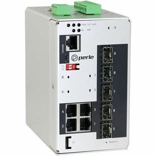 Perle IDS-409-SFP Managed Industrial Ethernet Switch 9 port Compact DIN Rail Switch