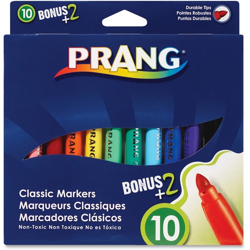 Prang Classic Art Markers - 10+2 Color Set - 12 / Set - Art Pencils, Charcoal, Pastels, Markers & Crayons - DIX80012