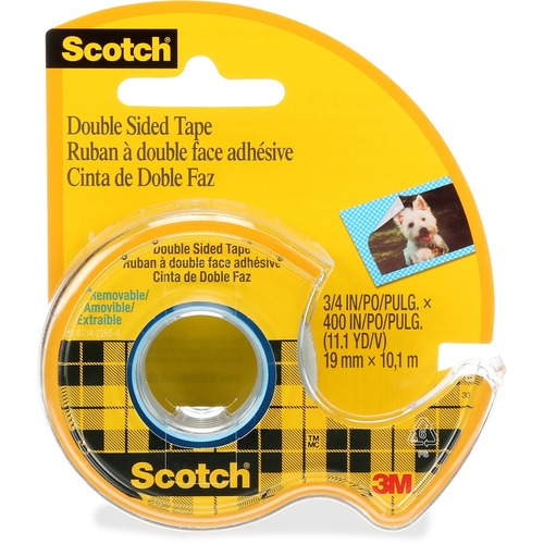 3M Double-sided Tape - 11.1 yd (10.2 m) Length x 0.75" (19.1 mm) Width - 1" Core - Dispenser Included - Handheld Dispenser - 1 Each - Double-Sided Tapes - MMM667ESF