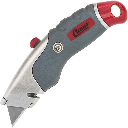 Clauss Titanium Auto-Retract Utility Knife - Titanium Blade - Self-retractable, Corrosion Resistant, Comfortable, Storage Compartment - Plastic, Metal - Gray, Red - 1 Each