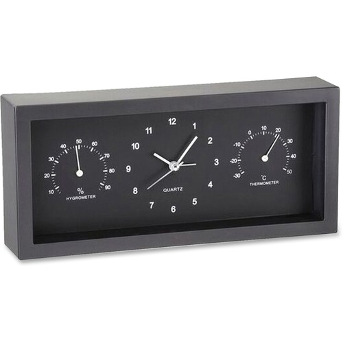 Artistic Clock Desktop Dashboard - Analog - Quartz - Black Main Dial - Plastic Case - Temperature